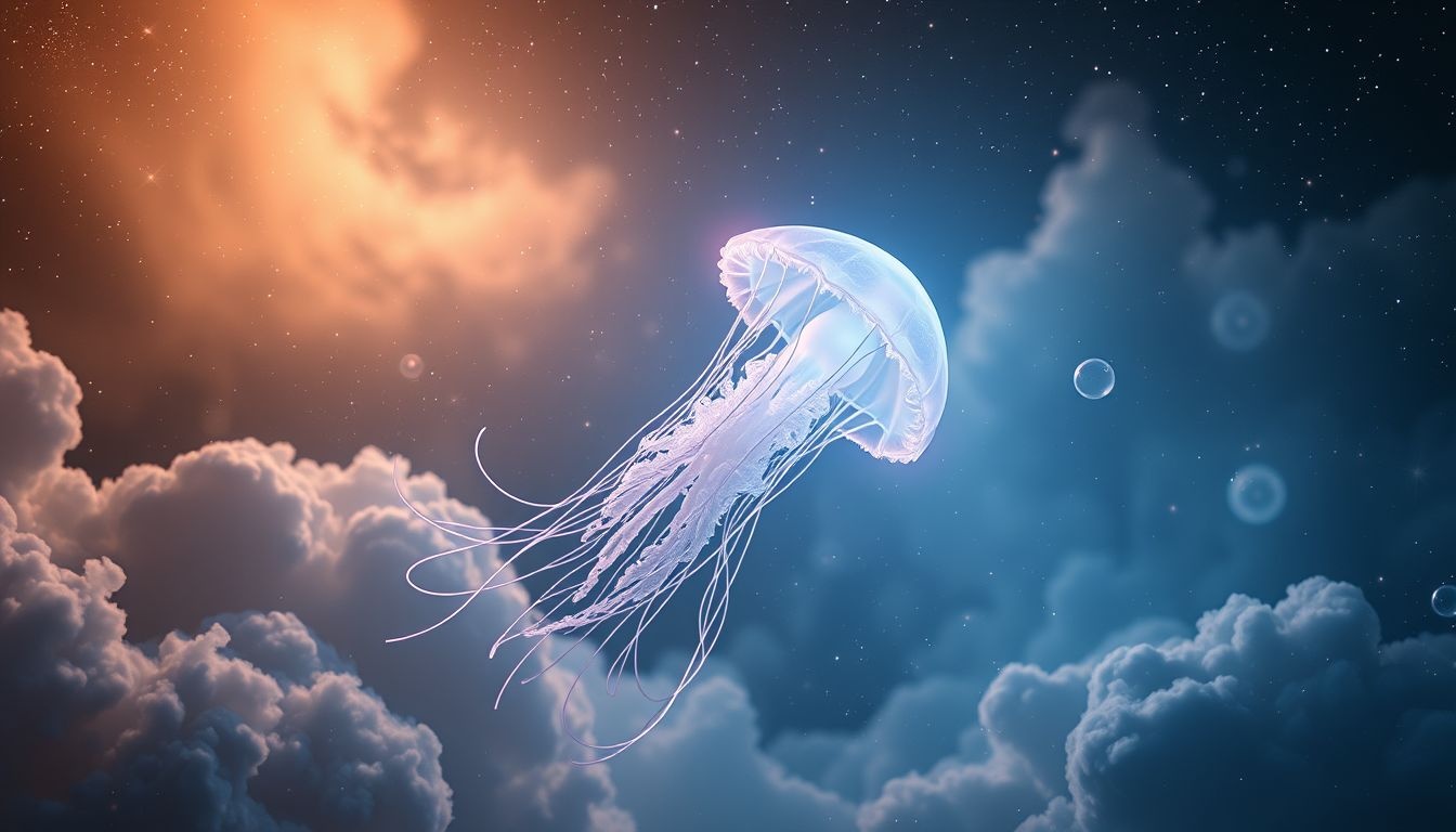 Een lichtgevende kwal symboliseert helderheid en intuïtieve inzichten in dromen.