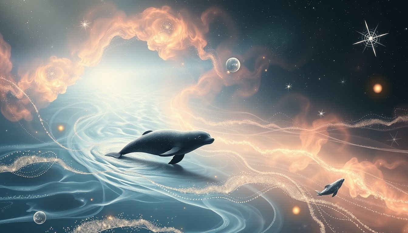 Een bruinvis in een rivier symboliseert onverwachte emotionele stroom.