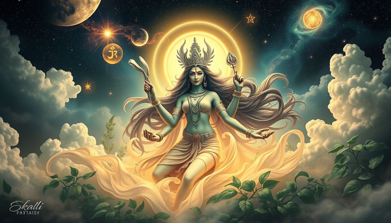 Kali symboliseert transformatie en kracht in natuurlijke omgevingen.