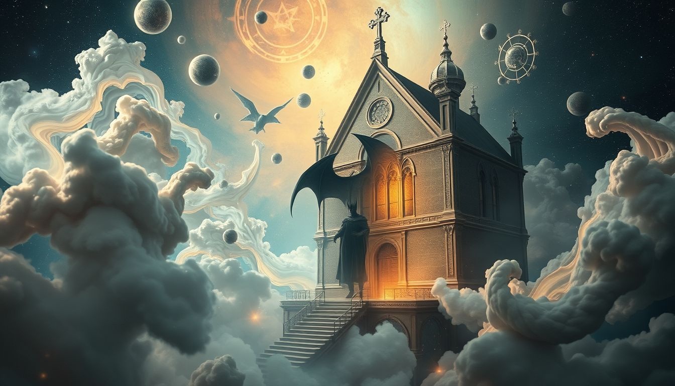 Een duivel in een kerk symboliseert innerlijke conflicten en verleiding.