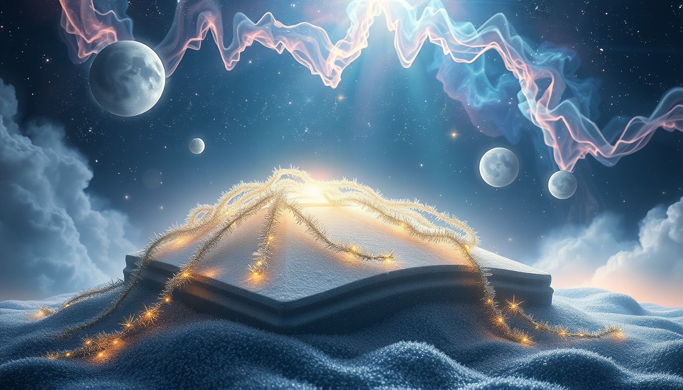 Kersttinsel op een graf symboliseert gemengde gevoelens rond verlies.
