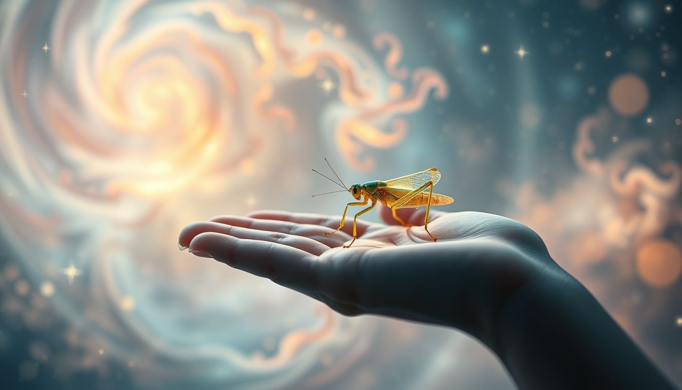 Een enkele sprinkhaan symboliseert vaak persoonlijke groei en transformatie.