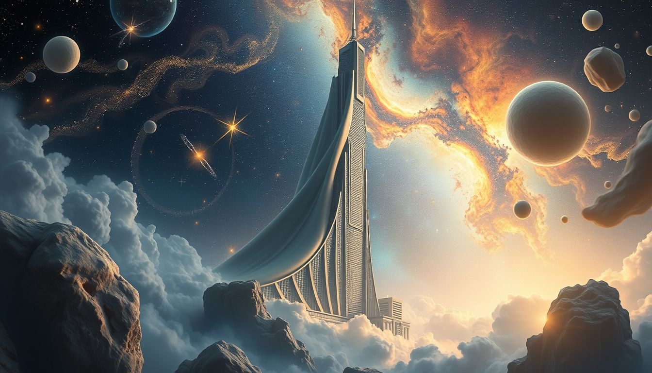 Een wiegende wolkenkrabber symboliseert onstabiele ambities en connecties.