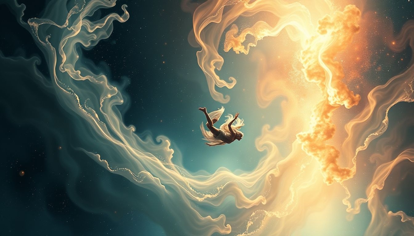 Een duikvlucht in dromen symboliseert vaak loslaten en diepe transformatie.