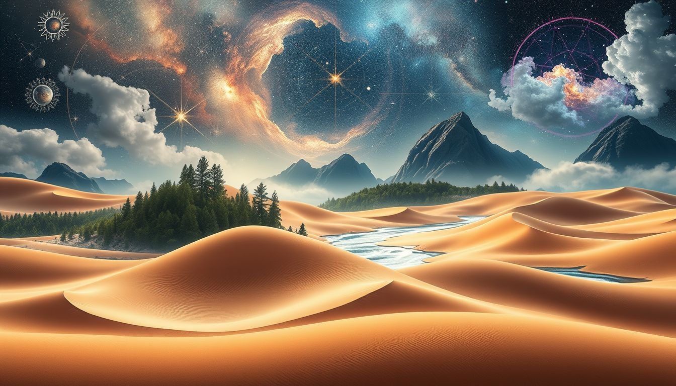 Dromen over duinen gecombineerd met bossen symboliseren innerlijke groei en balans.