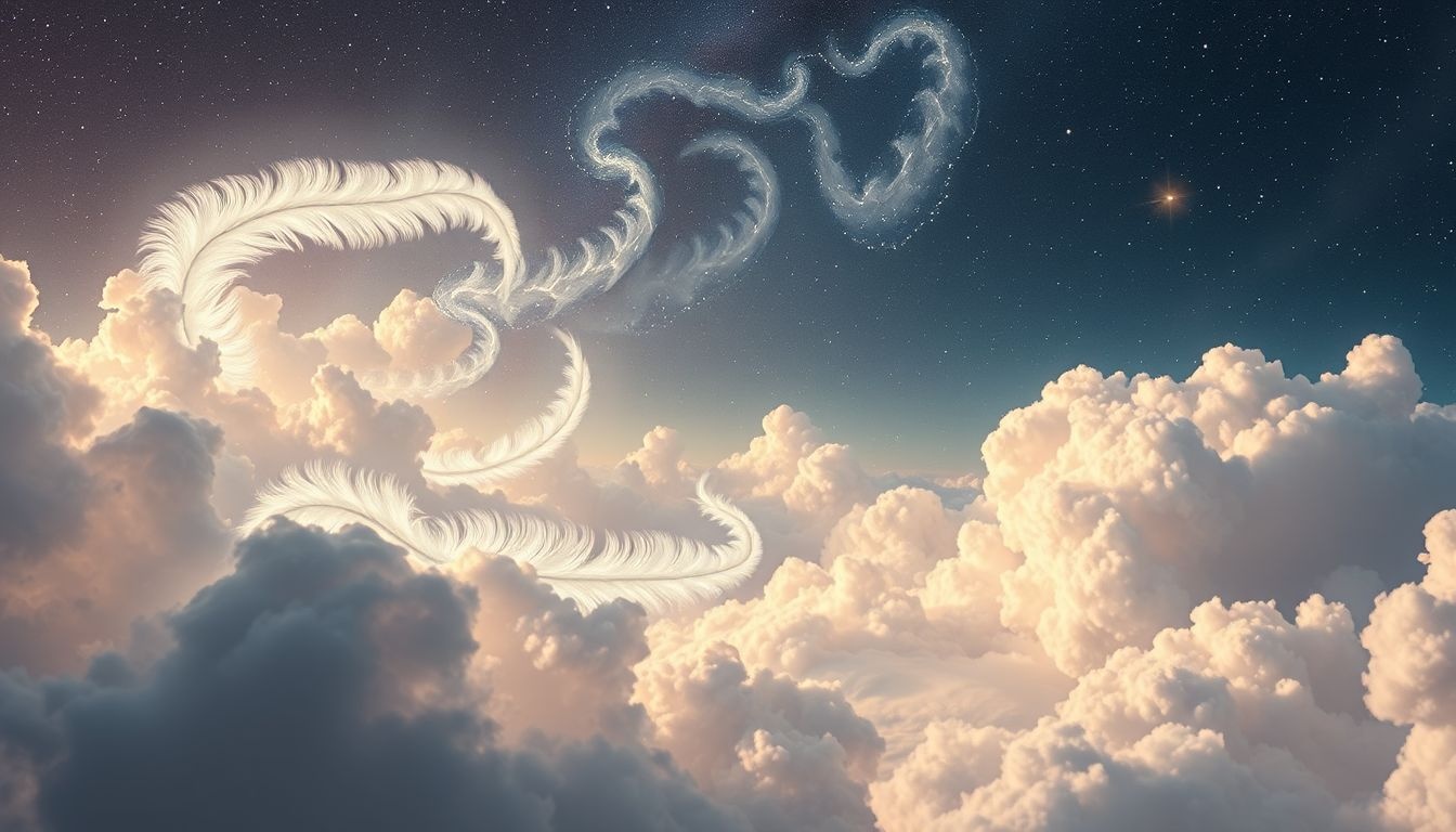 Een oneindige stroom ganzenveren symboliseert grenzeloze creativiteit en vrijheid.