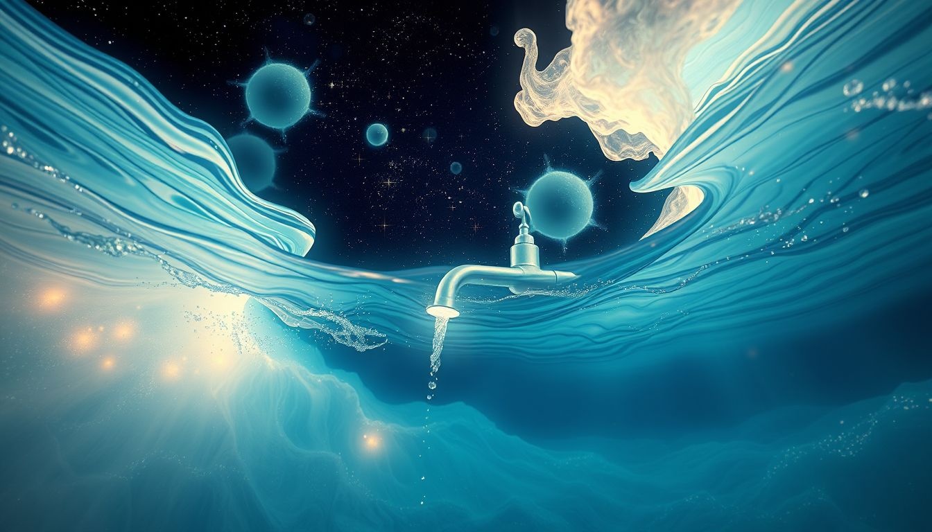Een waterkraan onder water symboliseert verborgen emoties en opruiming.