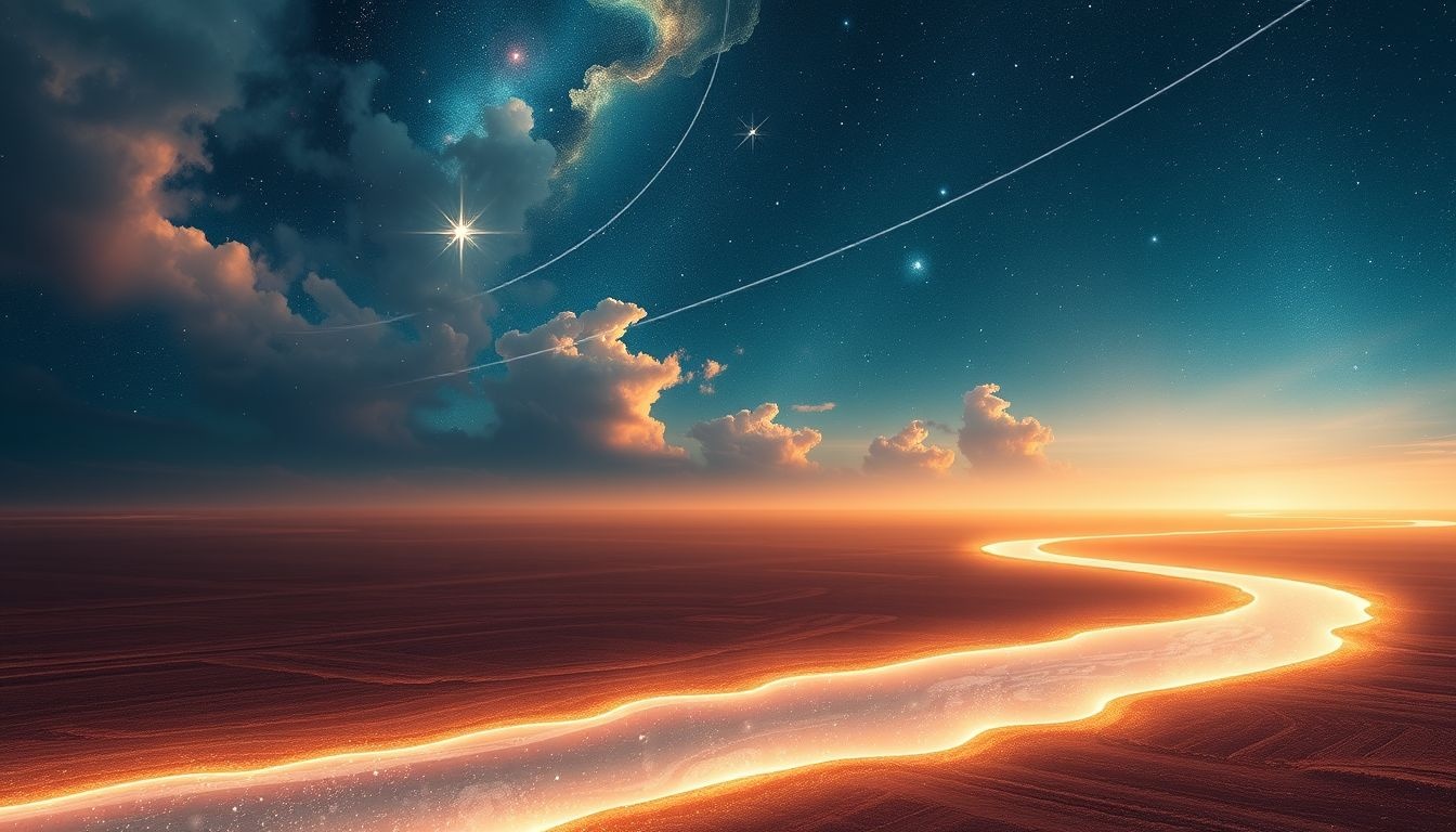 Een rivier op een vlakte symboliseert emotionele stroom en verandering.