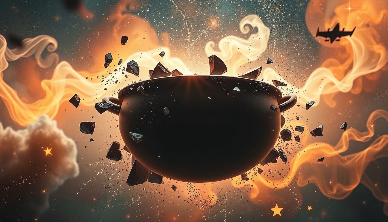 Een brekende grote pot symboliseert verlies van waardevolle bezittingen.