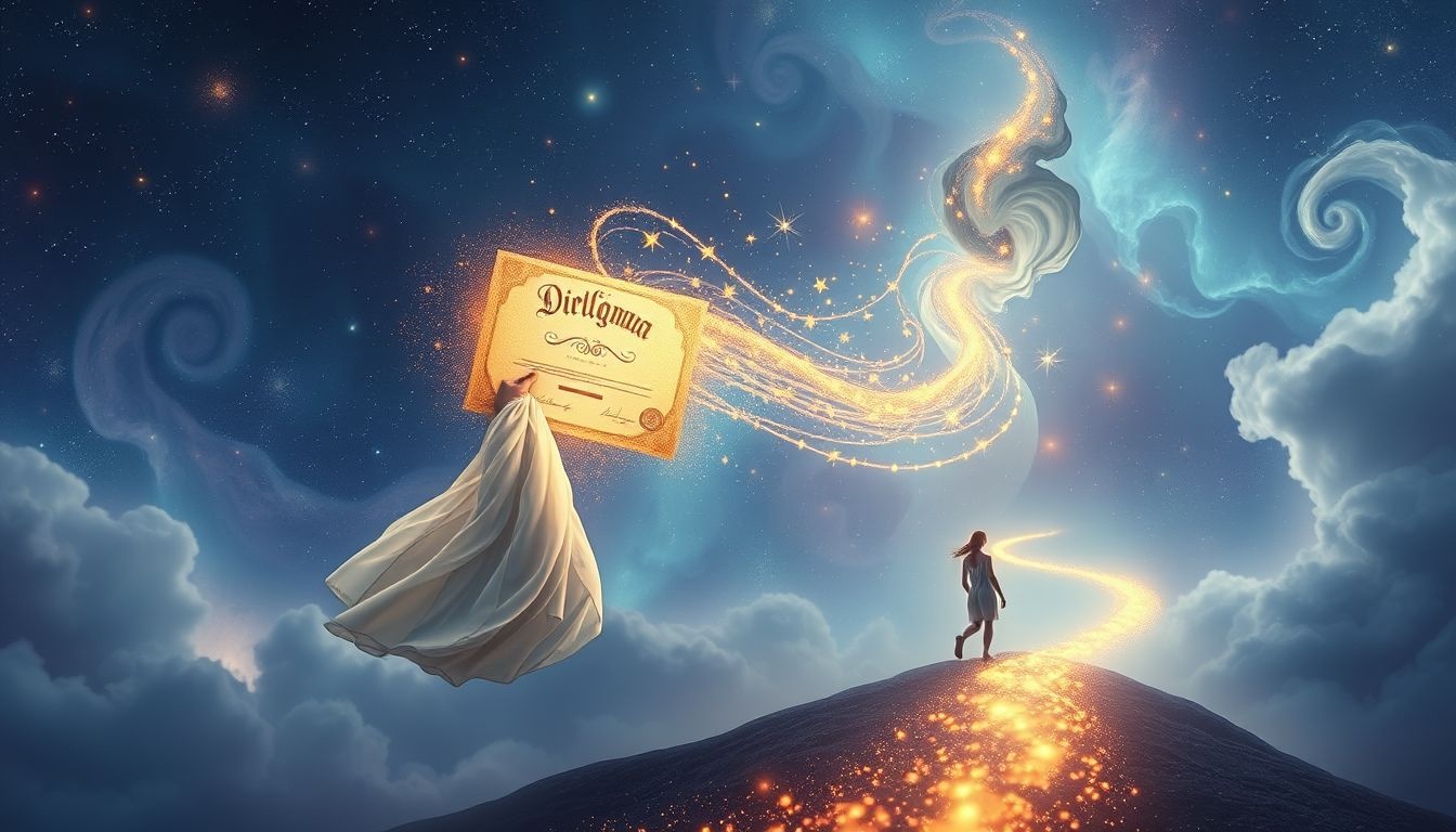 Het loslaten van adellijke diploma's symboliseert persoonlijke vrijheid en zelfontdekking.