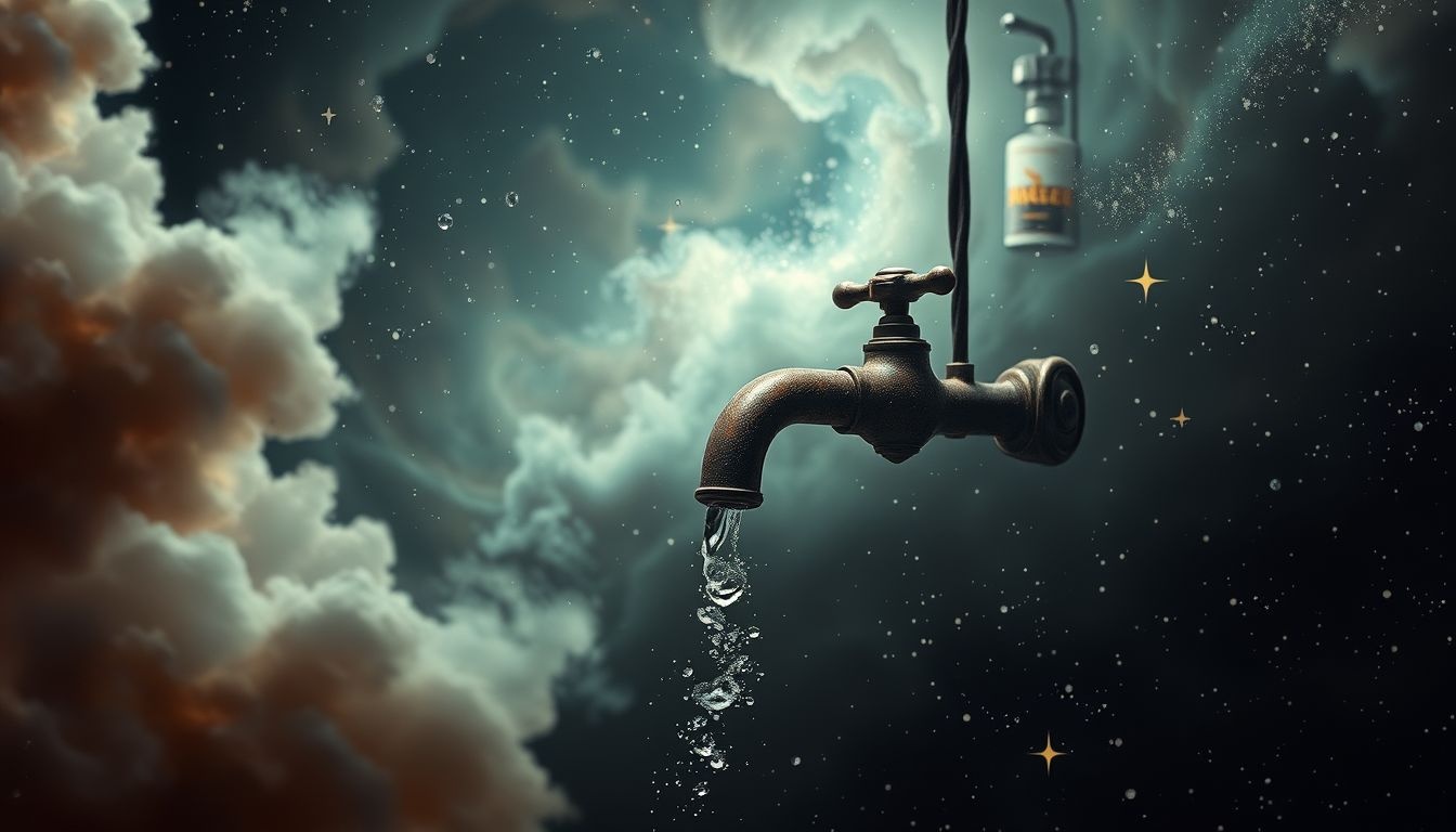 Een roestige waterkraan symboliseert vasthouden aan verouderde emoties.
