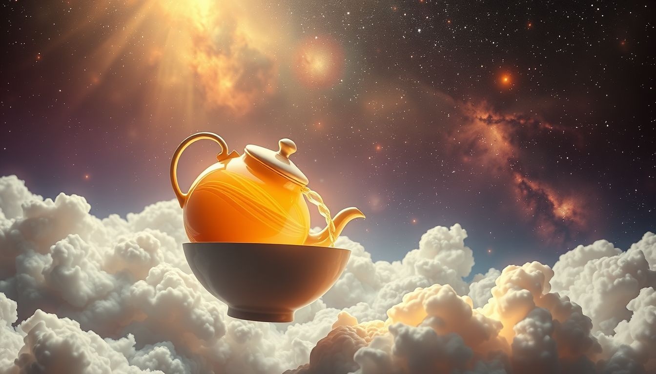 Een theepot schenken symboliseert het delen van emoties en harmonie.
