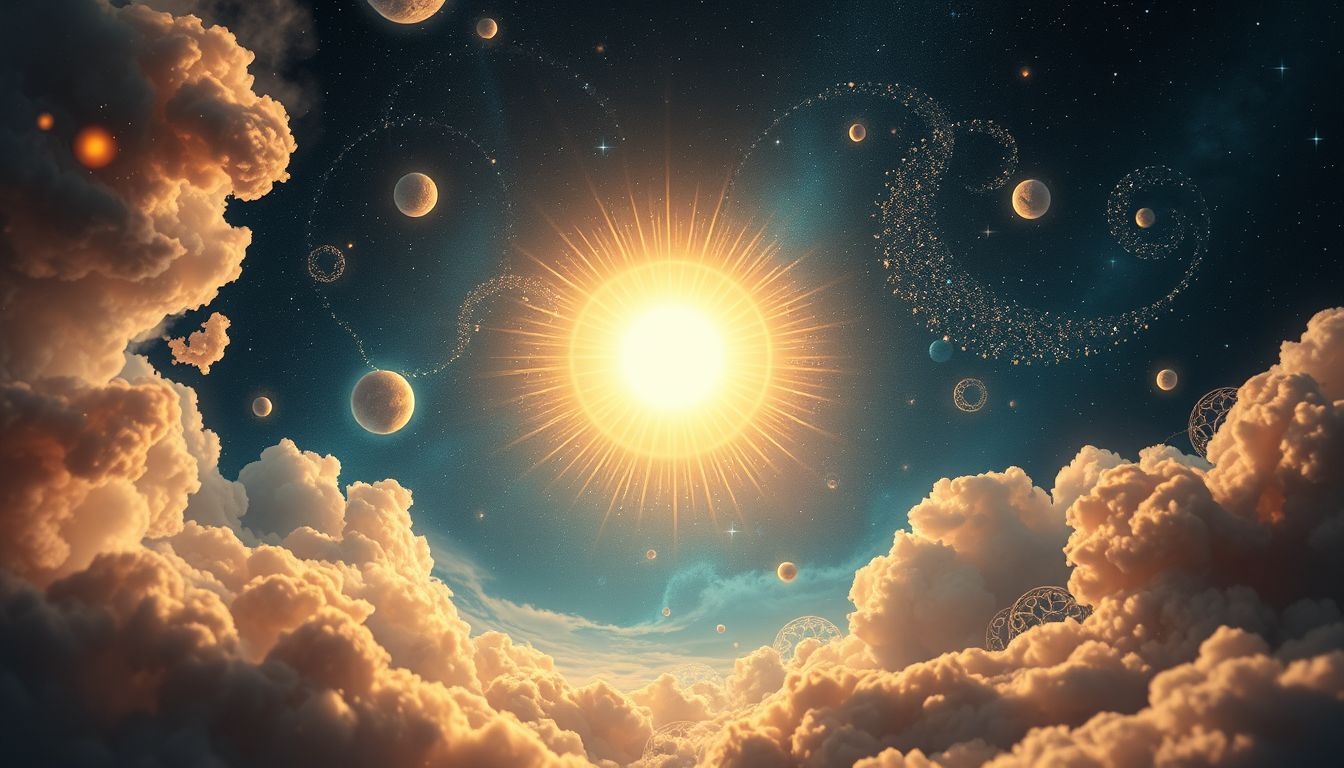 Een verblindende zon symboliseert vaak overweldigende inzichten of emoties.