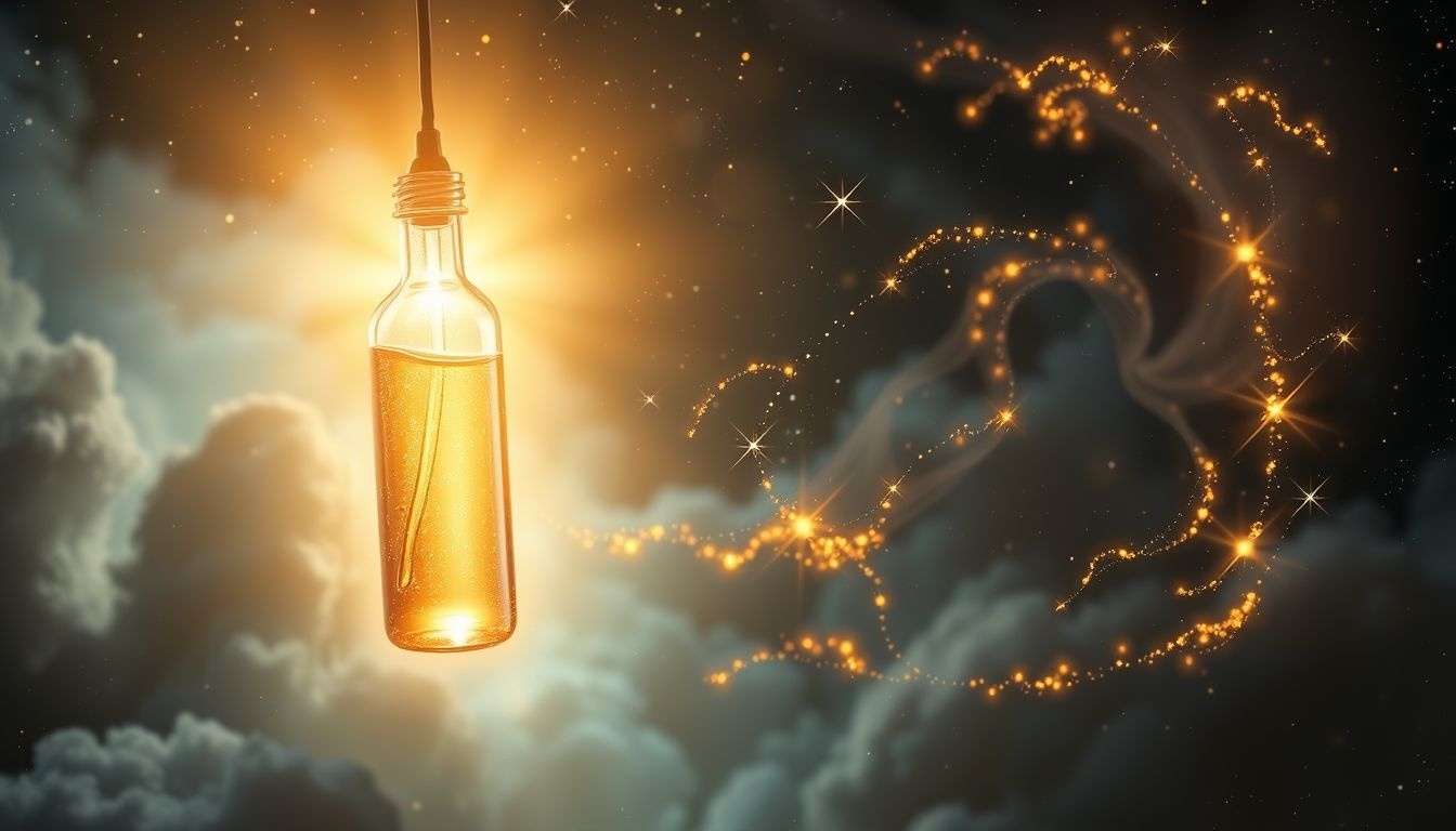 Een flesje met olie in dromen symboliseert heling en energie.