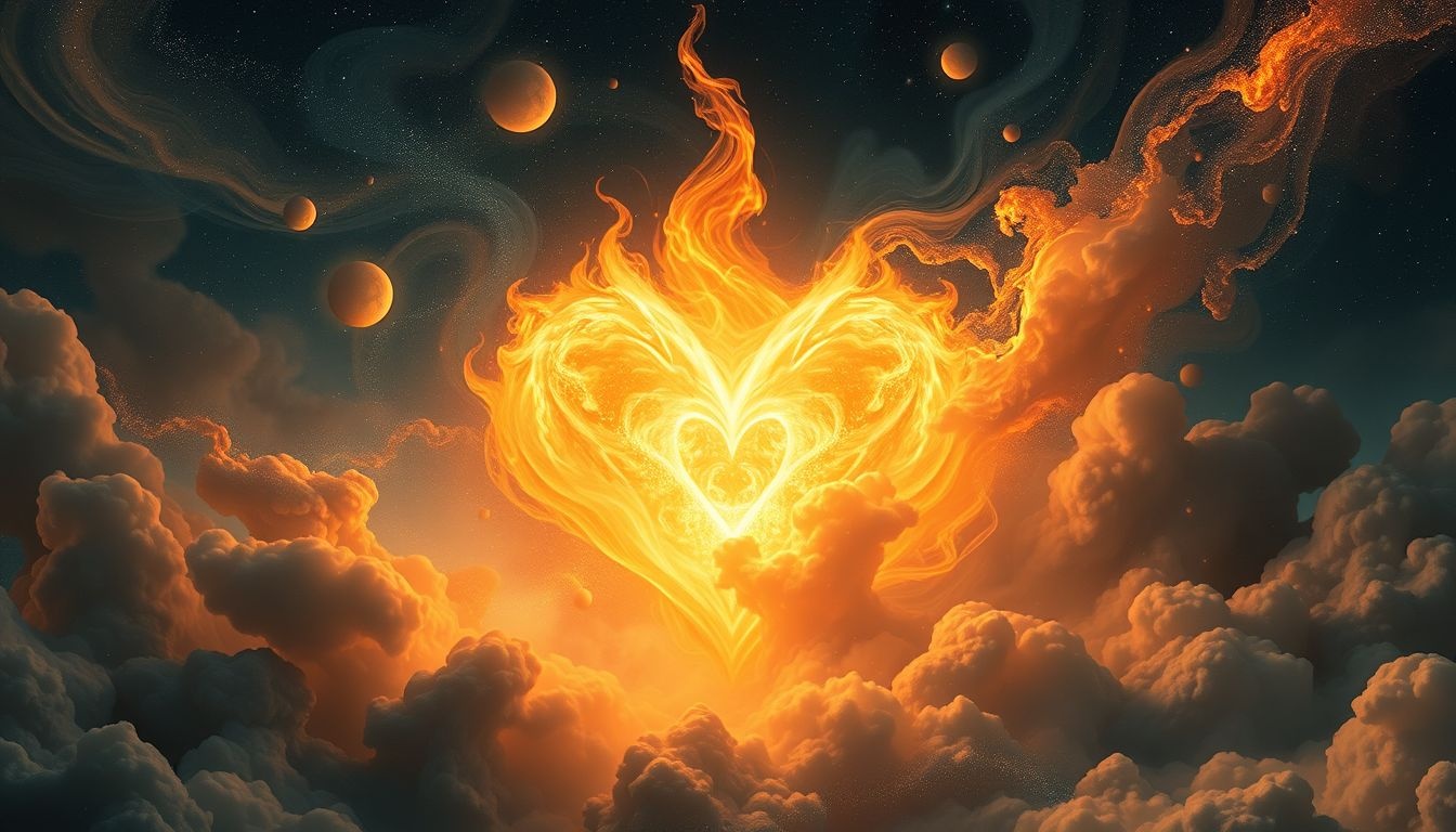 Een groot vuur in de vuurhaard symboliseert intense, overweldigende emoties.