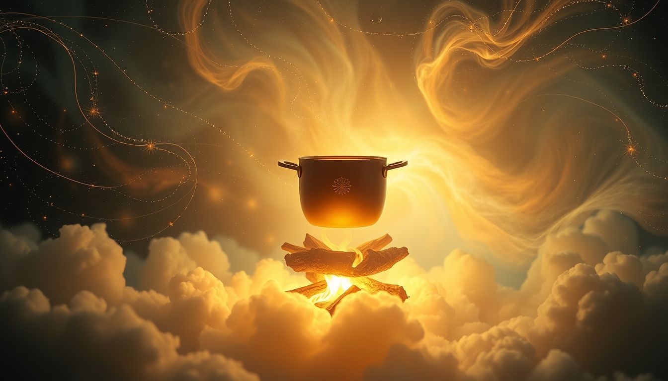 Dromen over kookpot bij vuurhaard symboliseert verzorging en voeding.