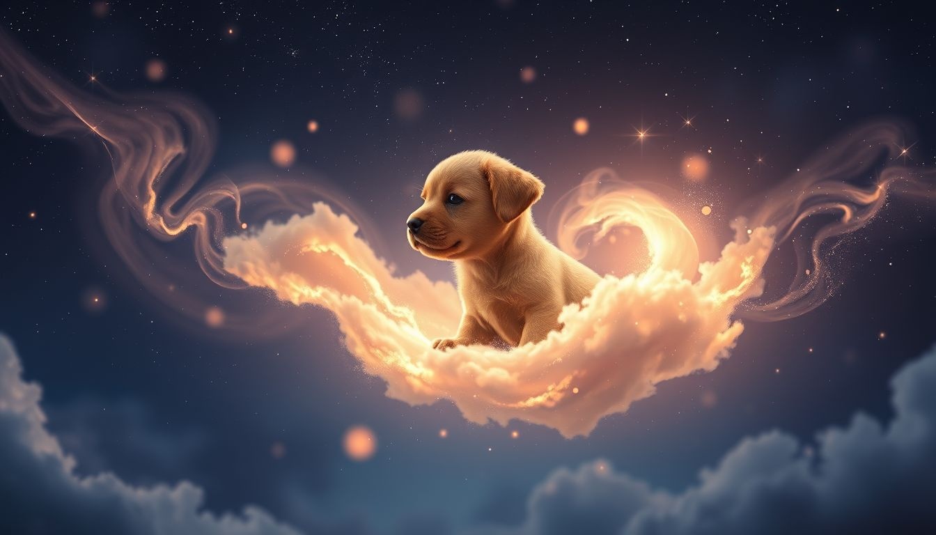 Een bruine puppy symboliseert kwetsbaarheid en nieuw levenspotentieel.