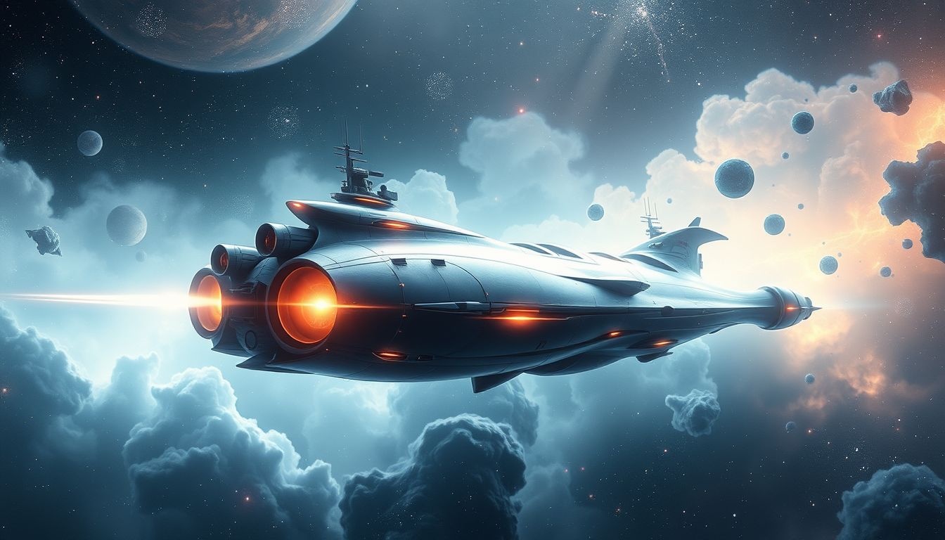 Een futuristisch slagschip symboliseert kracht en technologische vooruitgang in dromen.