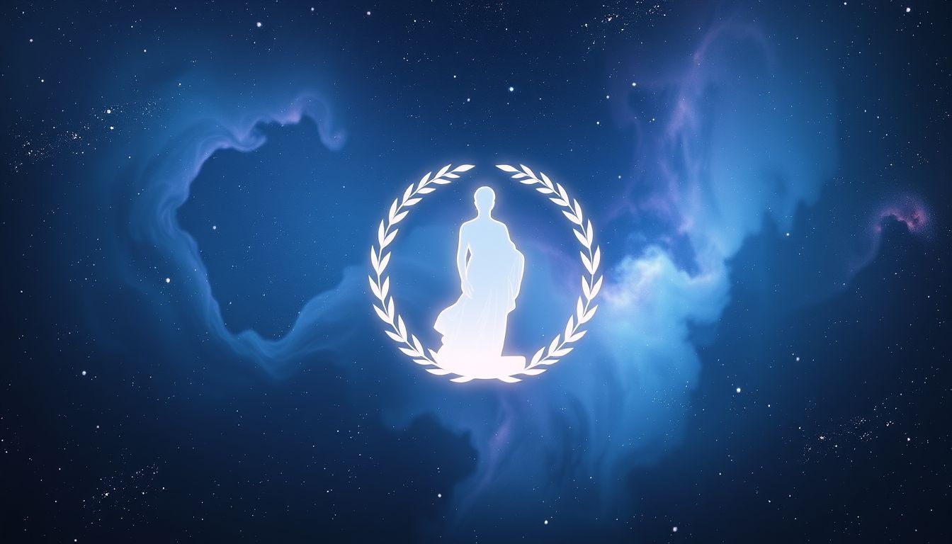 Een laurierkrans op een standbeeld symboliseert eeuwige eer en respect.