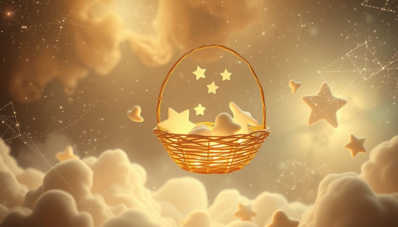 Een mandje met speelgoed symboliseert behoud van jeugdige vreugde.