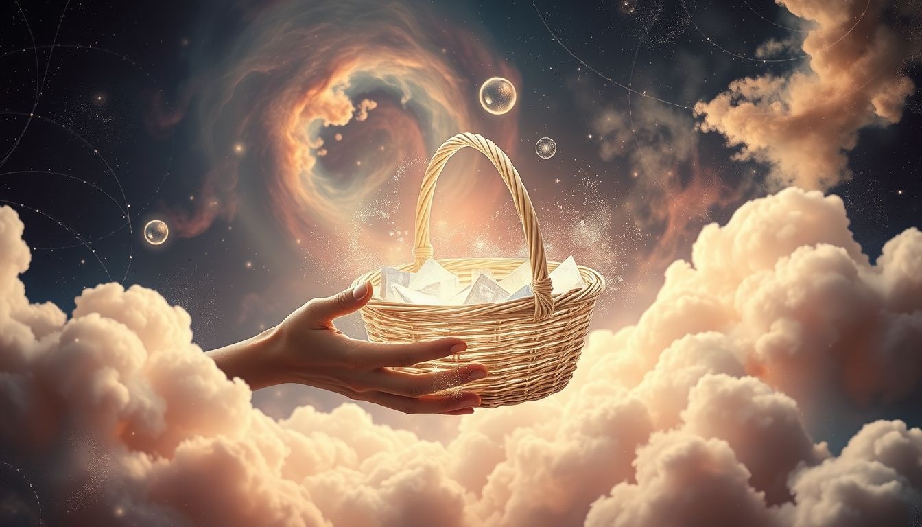 Een mandje verkopen symboliseert het delen van persoonlijke successen.