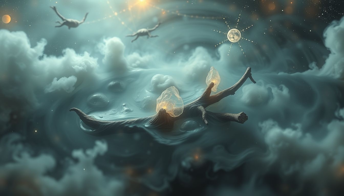 Drijven op troebel water symboliseert innerlijke verwarring en emotionele onzekerheid.