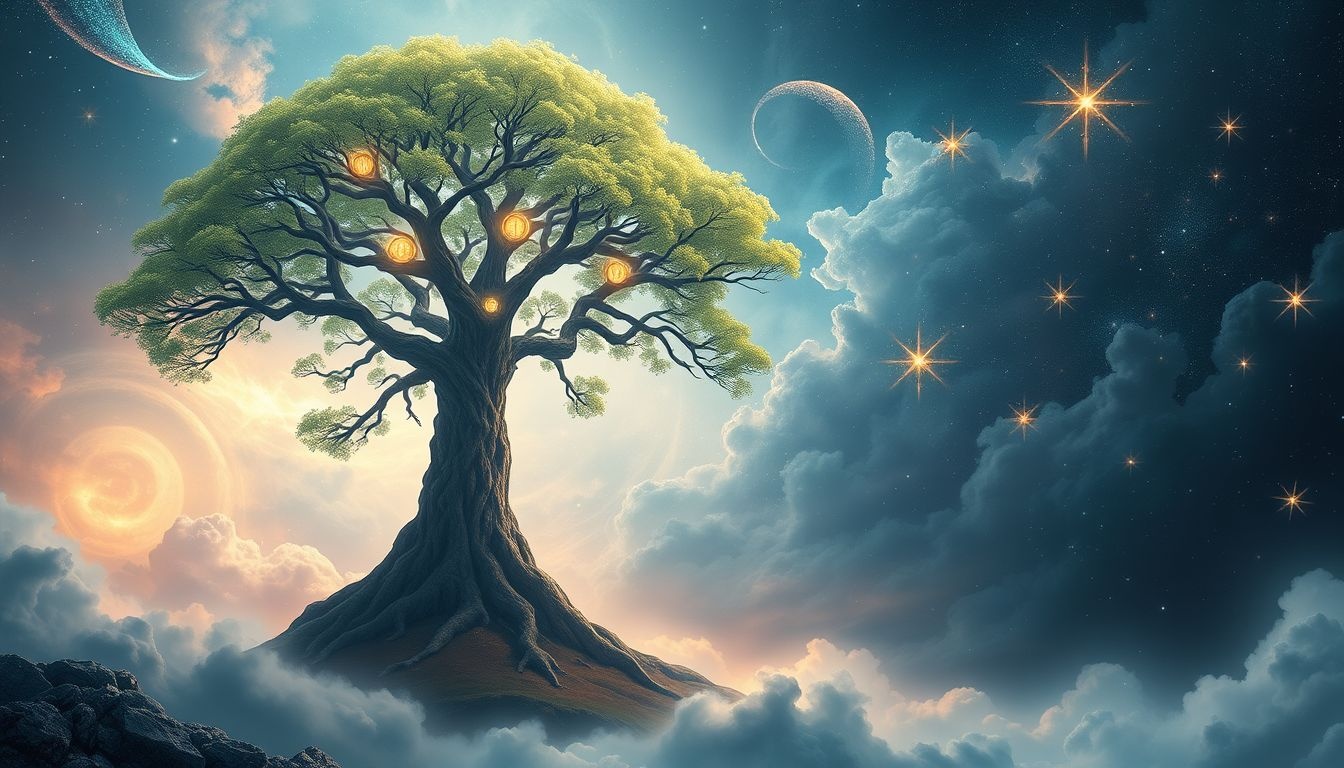 Een grote boom symboliseert kracht, groei en levensverbondenheid.