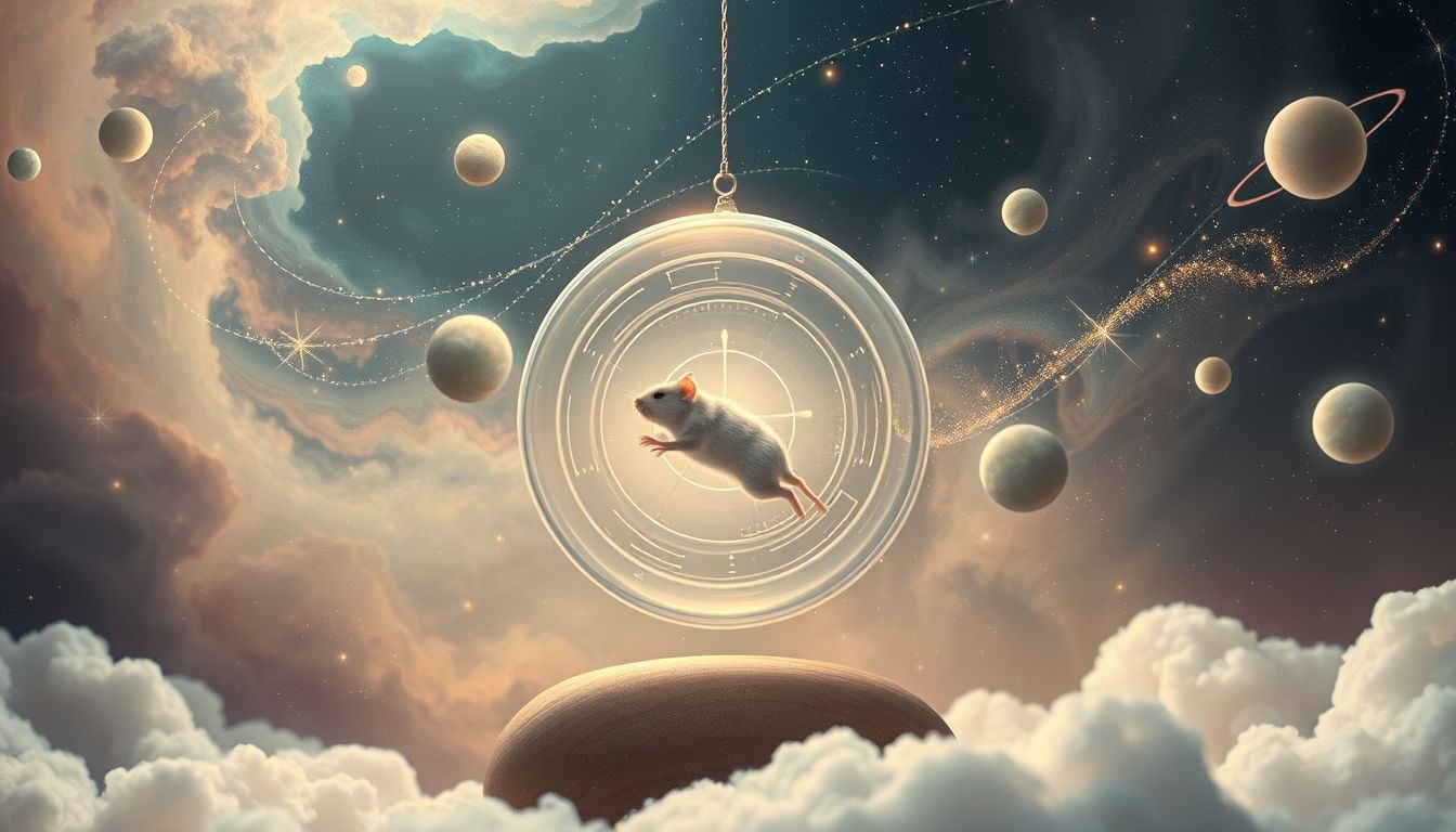 Dromen over een hamster in een rad symboliseert eindeloze dagelijkse herhaling.