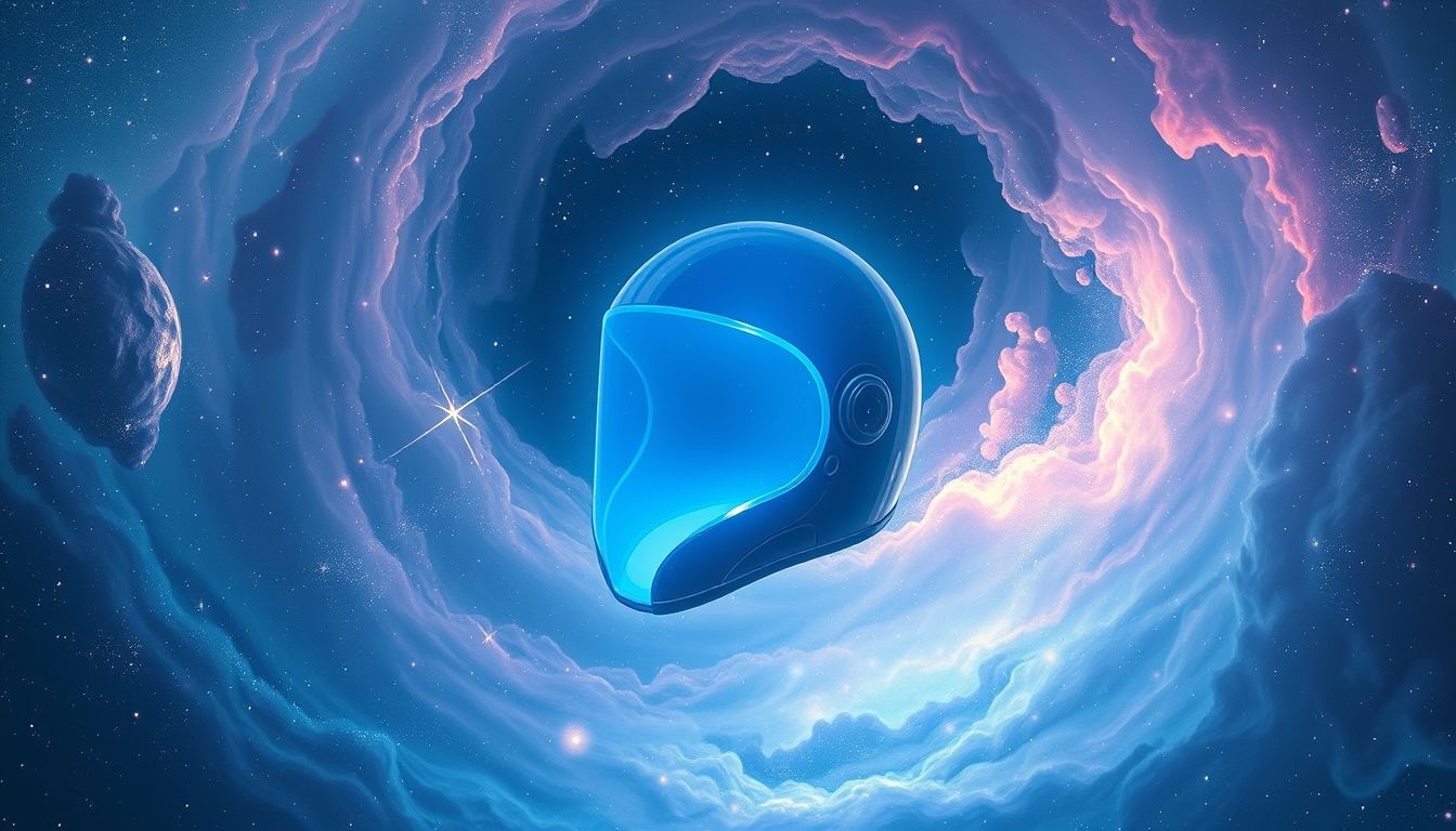 Blauwe helm symboliseert bescherming en emotionele rust in dromen.