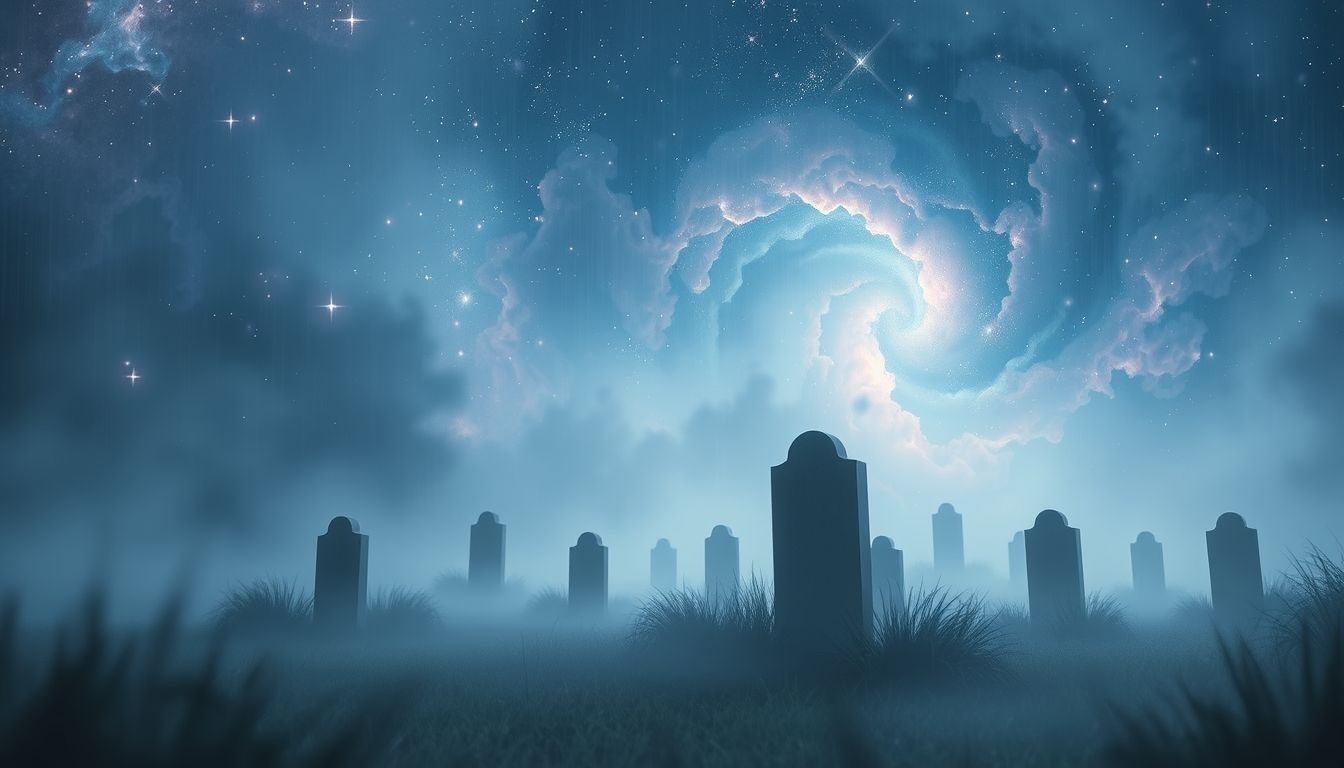 Dromen over regen op een kerkhof symboliseert emotionele reiniging.