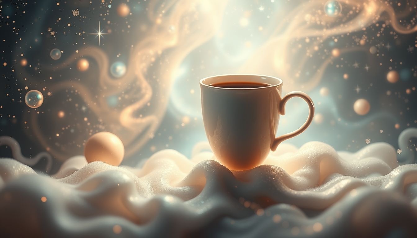Dromen over zwevend koffiekopje symboliseert onverwachte inzichten en vrijheid.