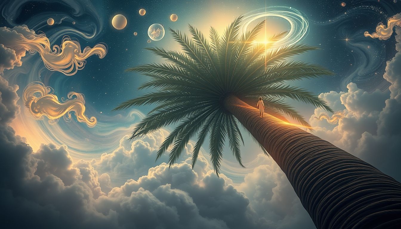 Dromen over klimmen in een dadelpalm symboliseert persoonlijke groei.