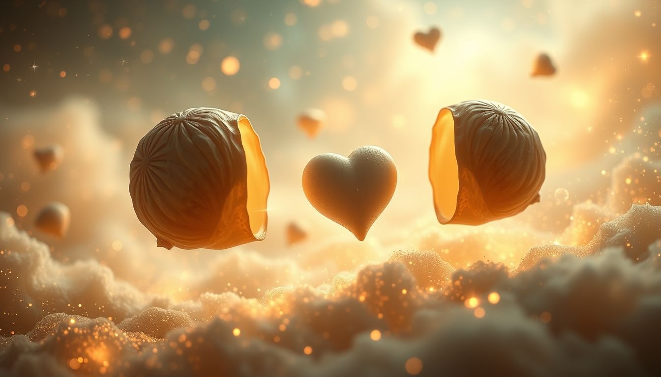Dromen over nootschalen symboliseert harmonie en liefdevolle verbindingen.