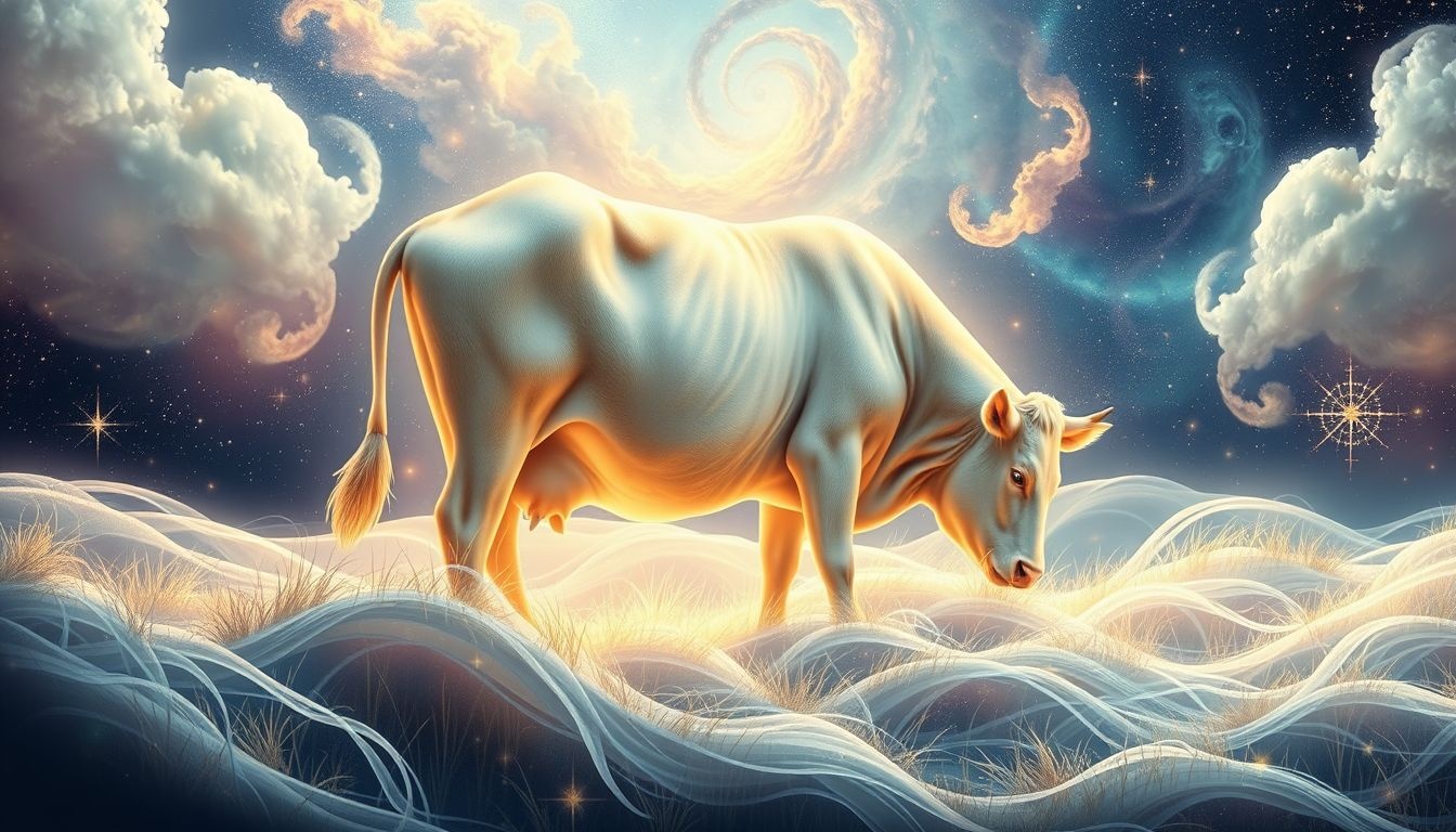 Een gezonde melkkoe symboliseert overvloed en welvaart in dromen.
