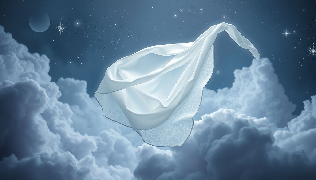 Een witte linnen sjaal symboliseert zuiverheid en nieuwe beginnen.