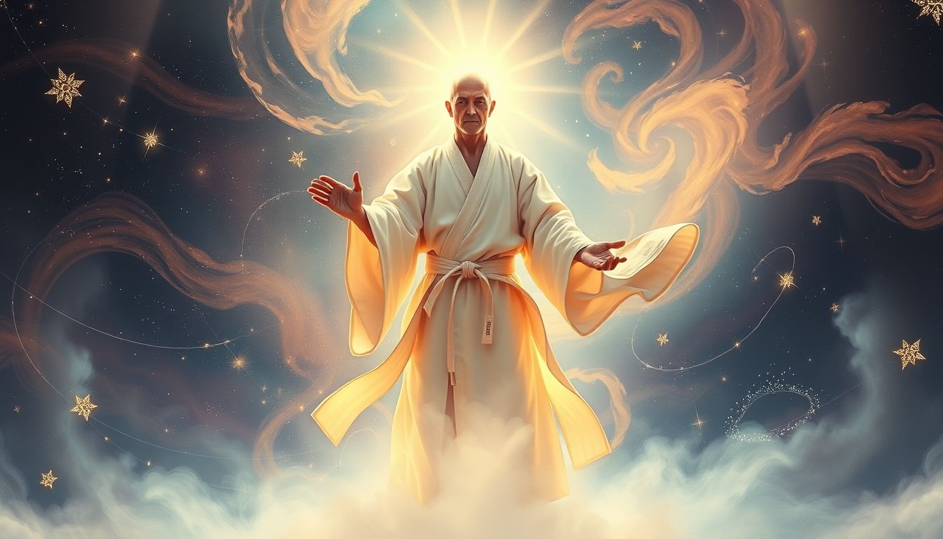 Een karate meester ontmoeten symboliseert innerlijke kracht en discipline.