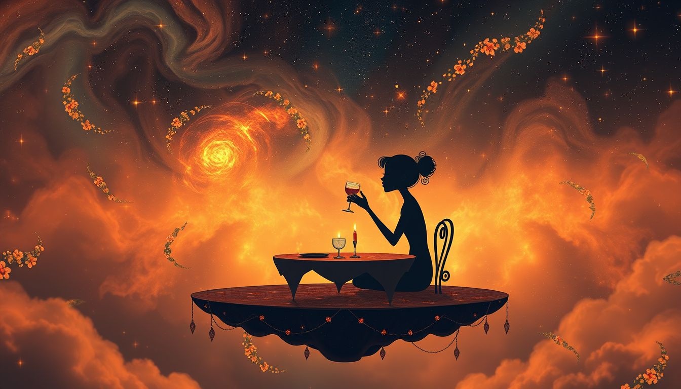 Een romantisch diner in dromen symboliseert diepe verbondenheid en passie.