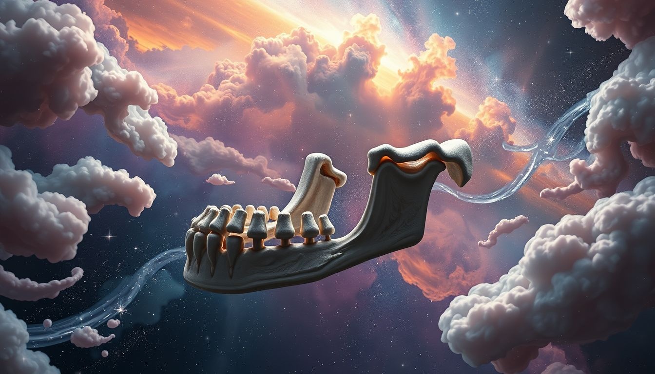 Een gebroken kaak symboliseert vaak emotionele kwetsbaarheid en innerlijke strijd.