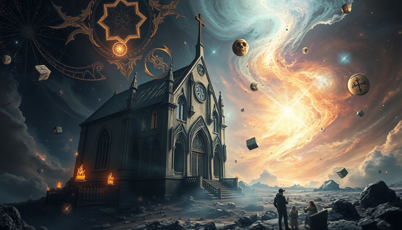 Een vervallen kerk symboliseert verloren heilige verbindingen in dromen.