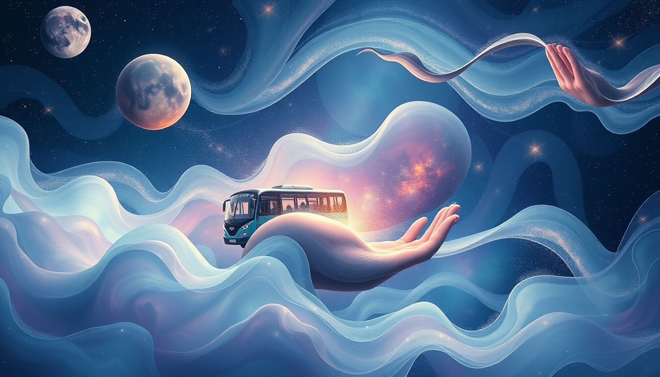Verdwalen met een inzamelbus symboliseert zoeken naar innerlijke richting.