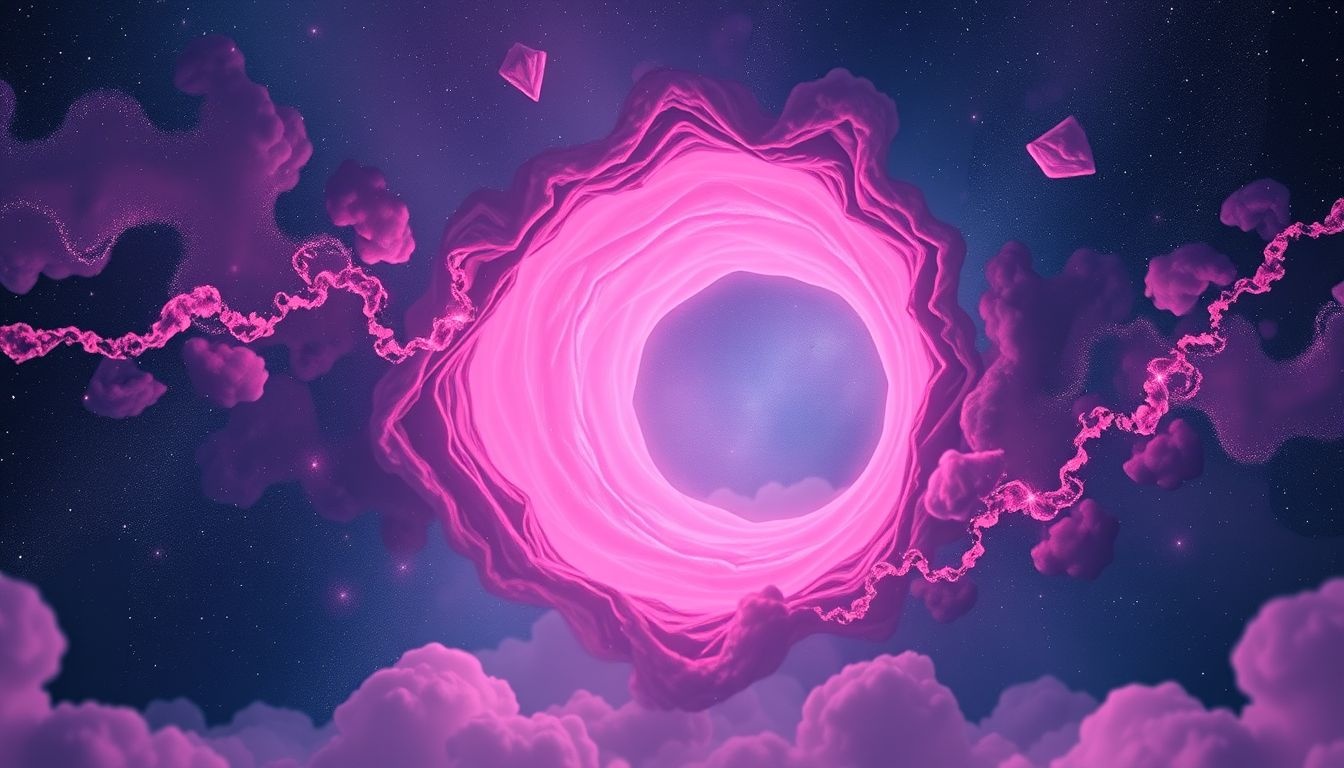 Dromen over een magenta tunnel symboliseert spirituele transformatie en groei.