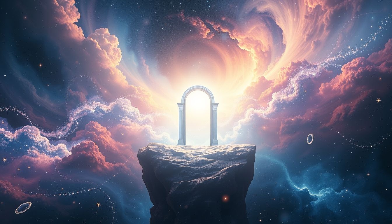Dromen over een poort naar de hemel symboliseren spirituele overgang.