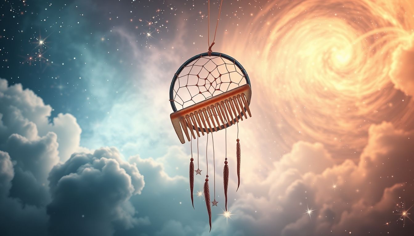 Een kam in een dromenvanger symboliseert innerlijke harmonie en zuivering.