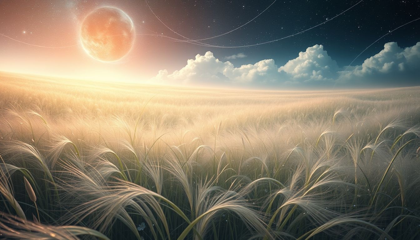 Dromen over een veld met geluid symboliseert innerlijke rust en communicatie.