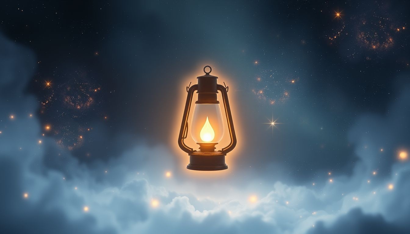 Een mijnwerkerslamp zonder licht symboliseert verloren richting en onzekerheid.