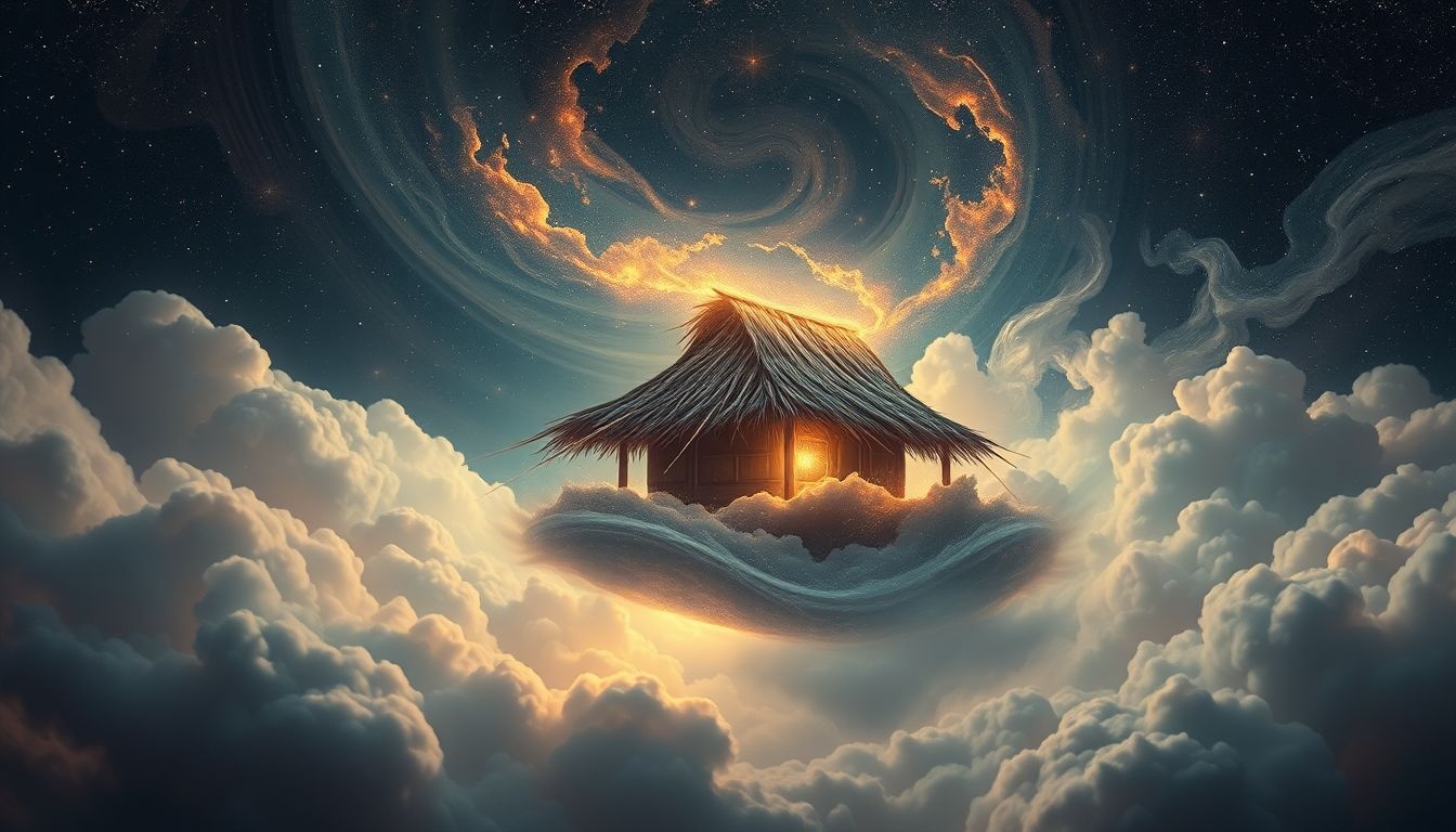 Dromen van een inheemse hut symboliseert authenticiteit en verbondenheid met de natuur.