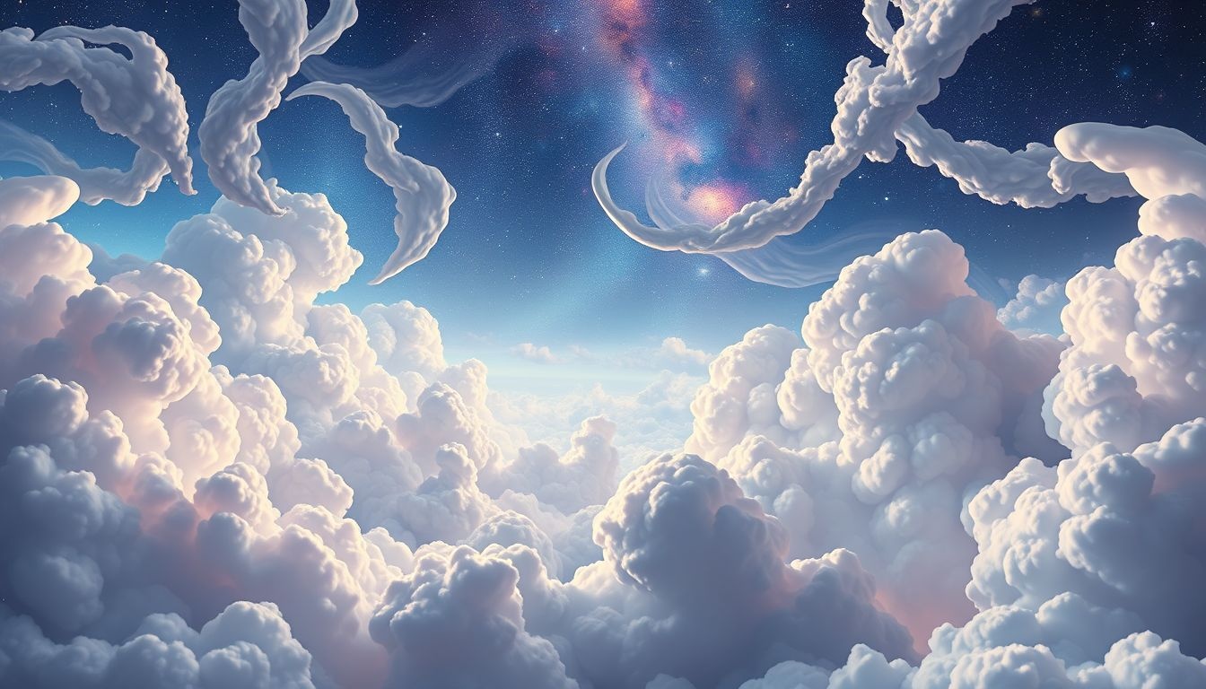 Dromen over wolkenhemel symboliseren vrijheid en creatieve inspiratie.
