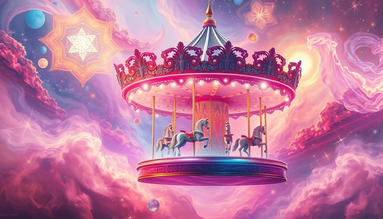 Een carrousel die van kleur verandert symboliseert levensveranderingen.