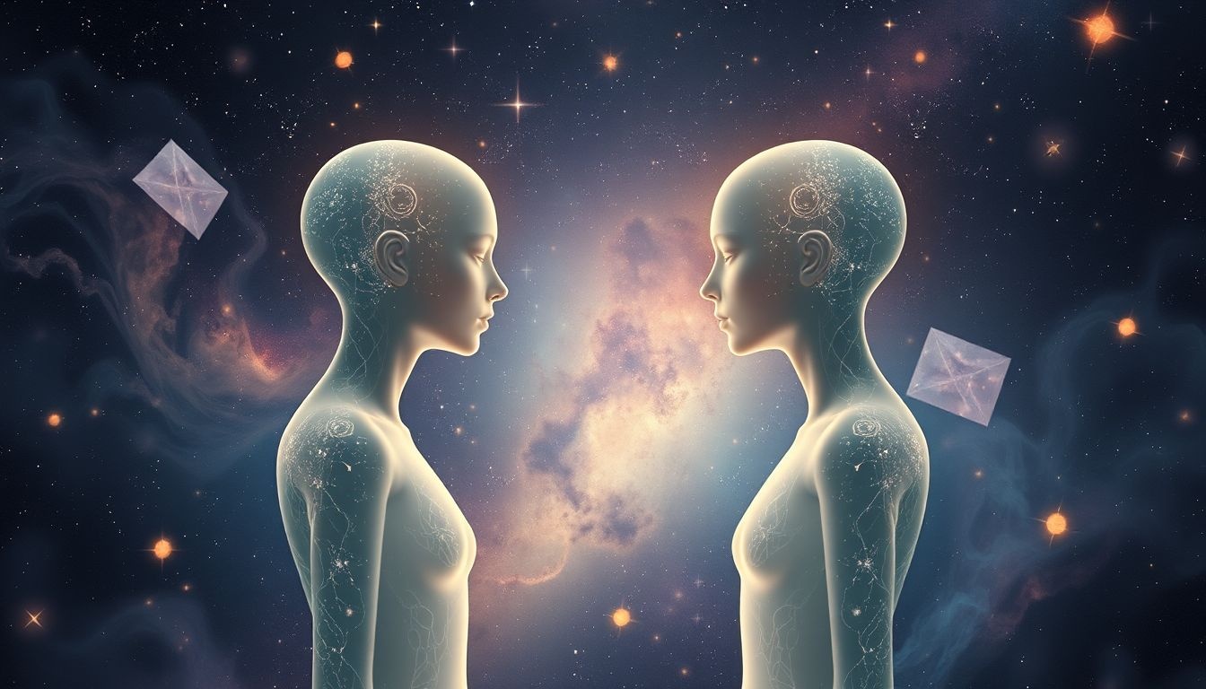 Een willoos spiegelbeeld symboliseert innerlijke conflicten en zelfreflectie.