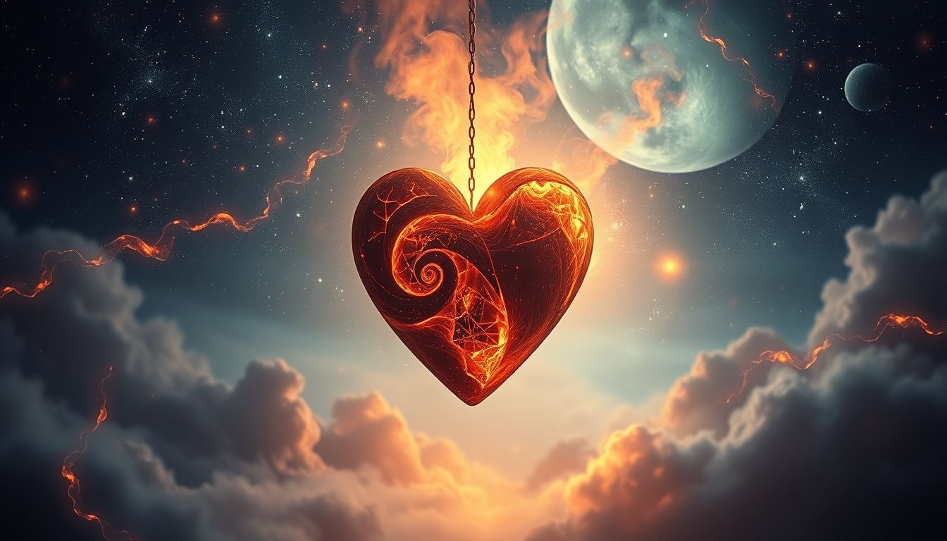 Een verschroeid hart symboliseert emotionele pijn en herstel.